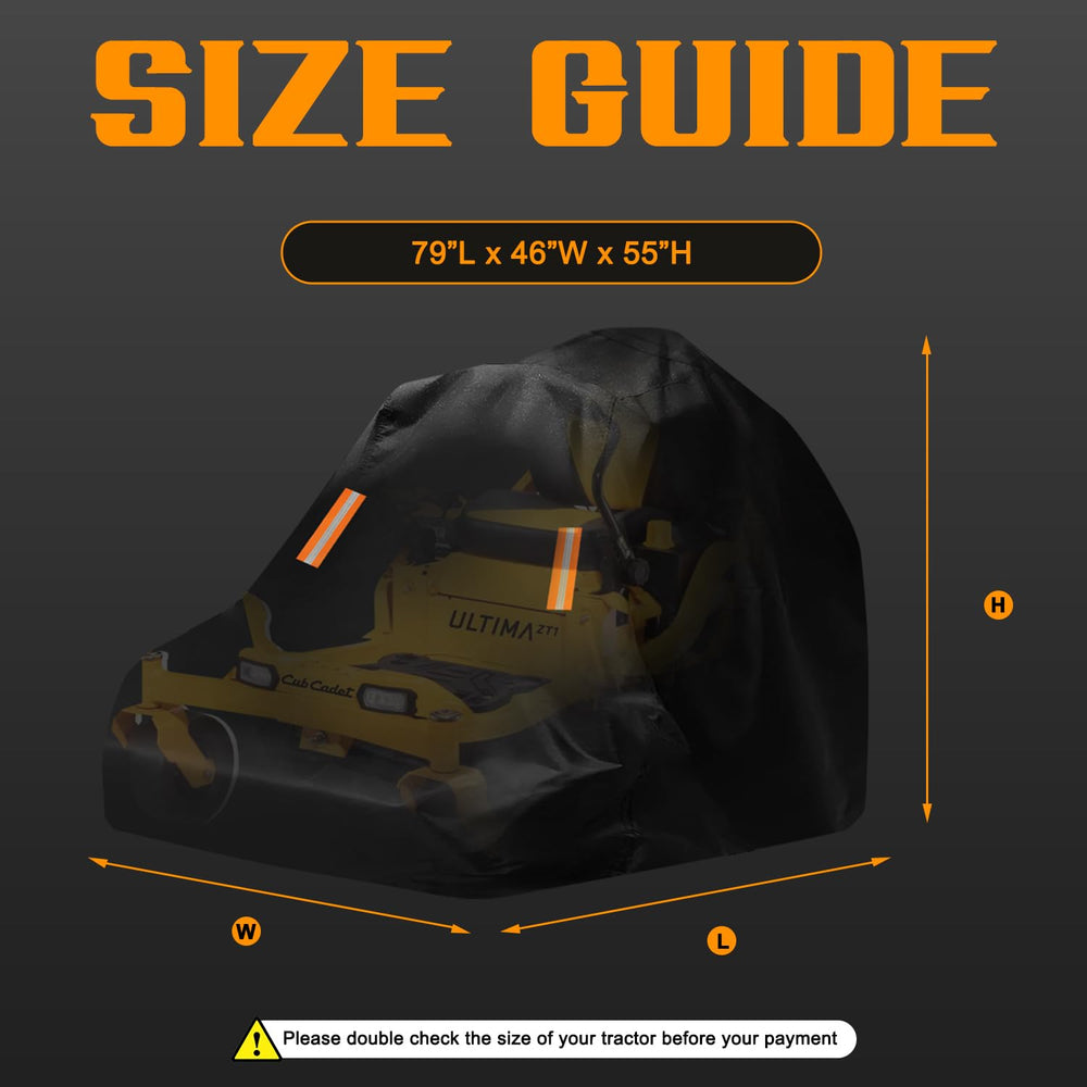 ClawsCover Zero Turn Mower Cover dimensions displayed