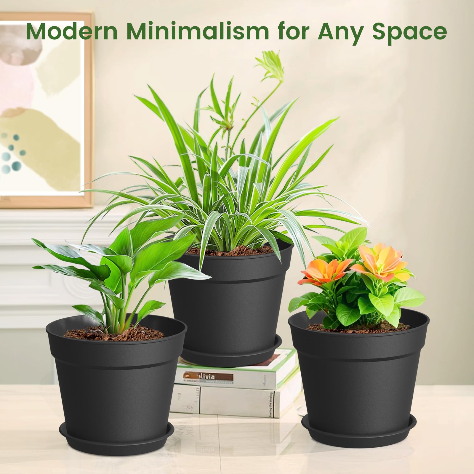 Clean matte finish of SwinDuck black plant pots