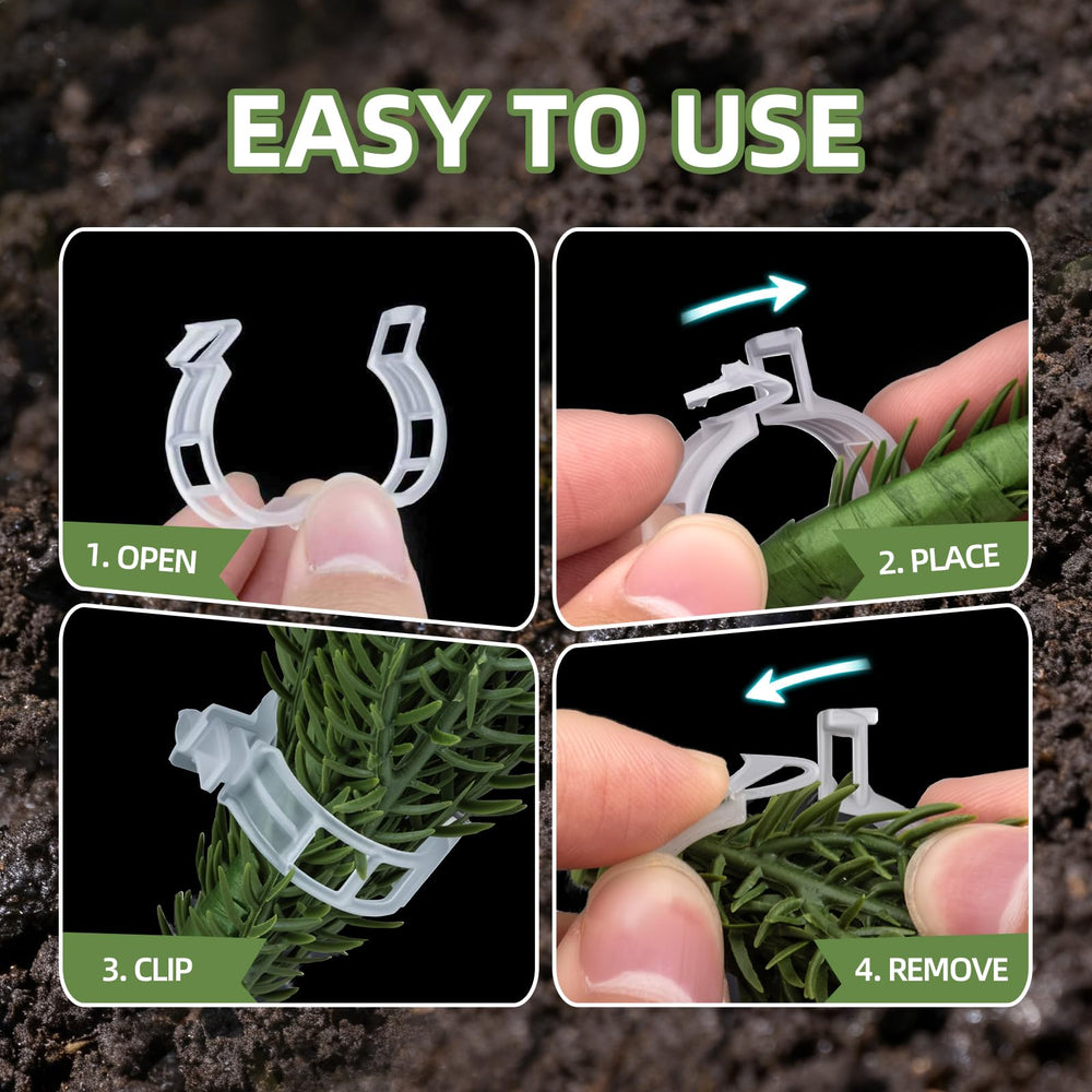 CLEANGOR Plant Support Clips in a garden setting with plants