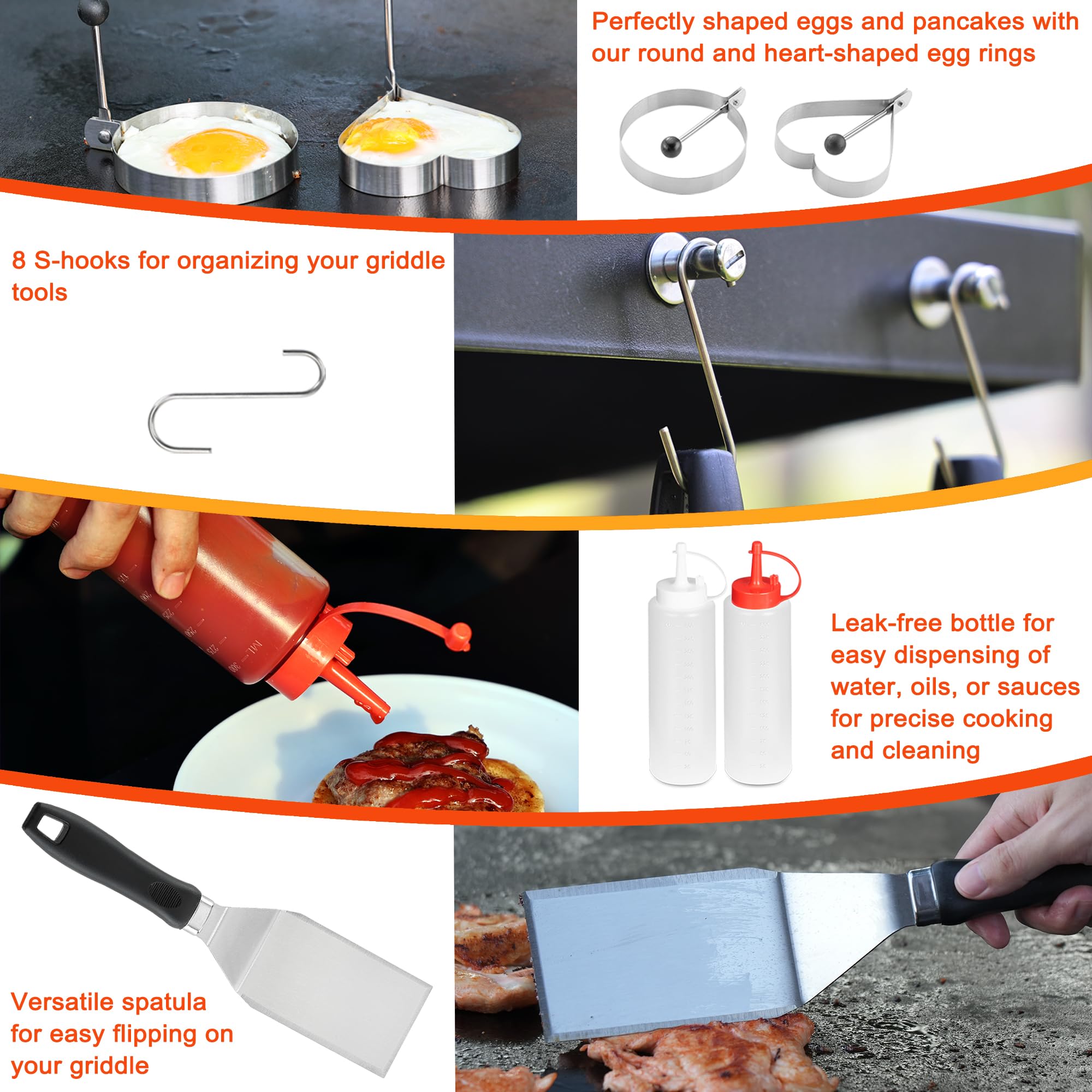 Cleaning brush and accessories for flat top grill maintenance