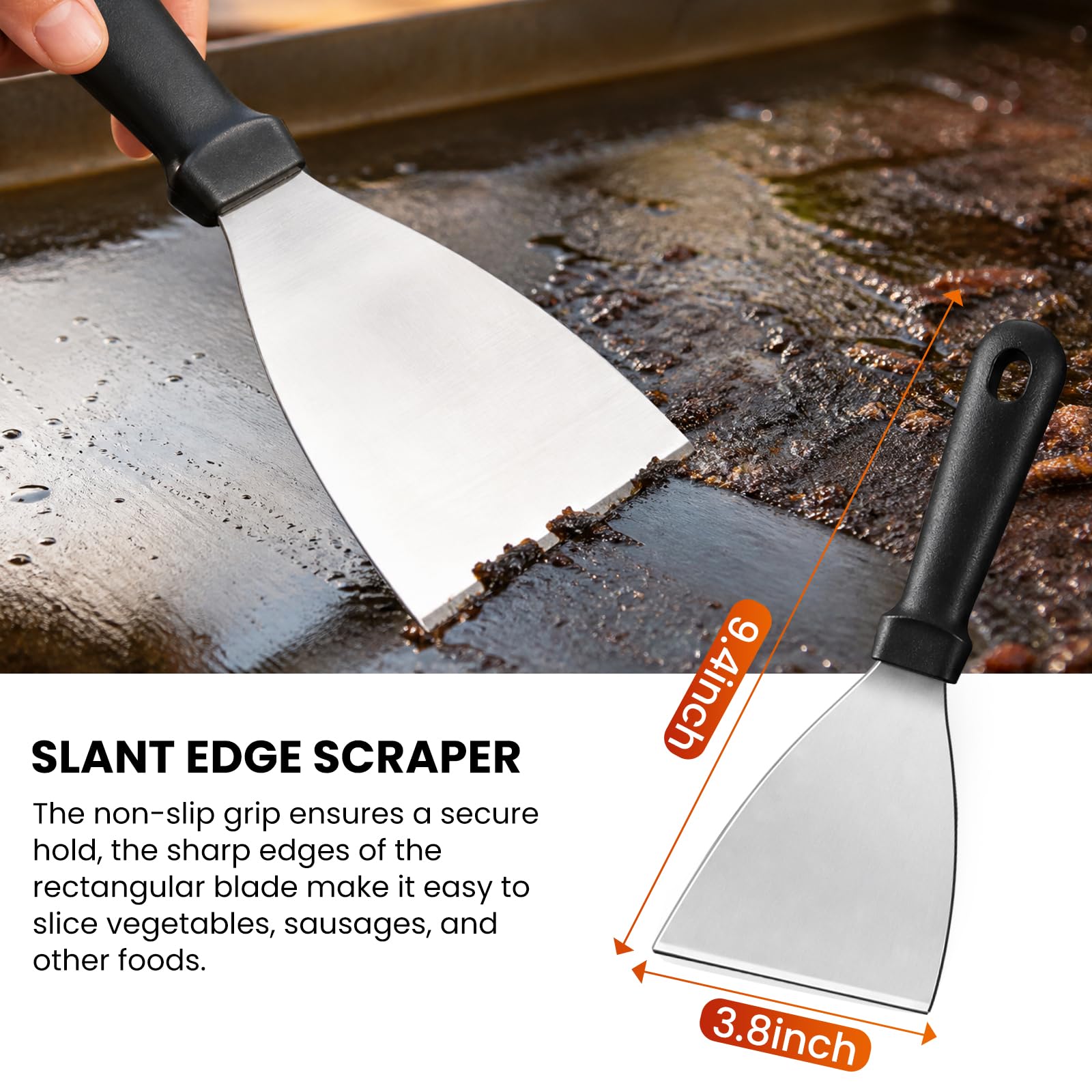 Cleaning brush included in Yekale Griddle Accessories Kit