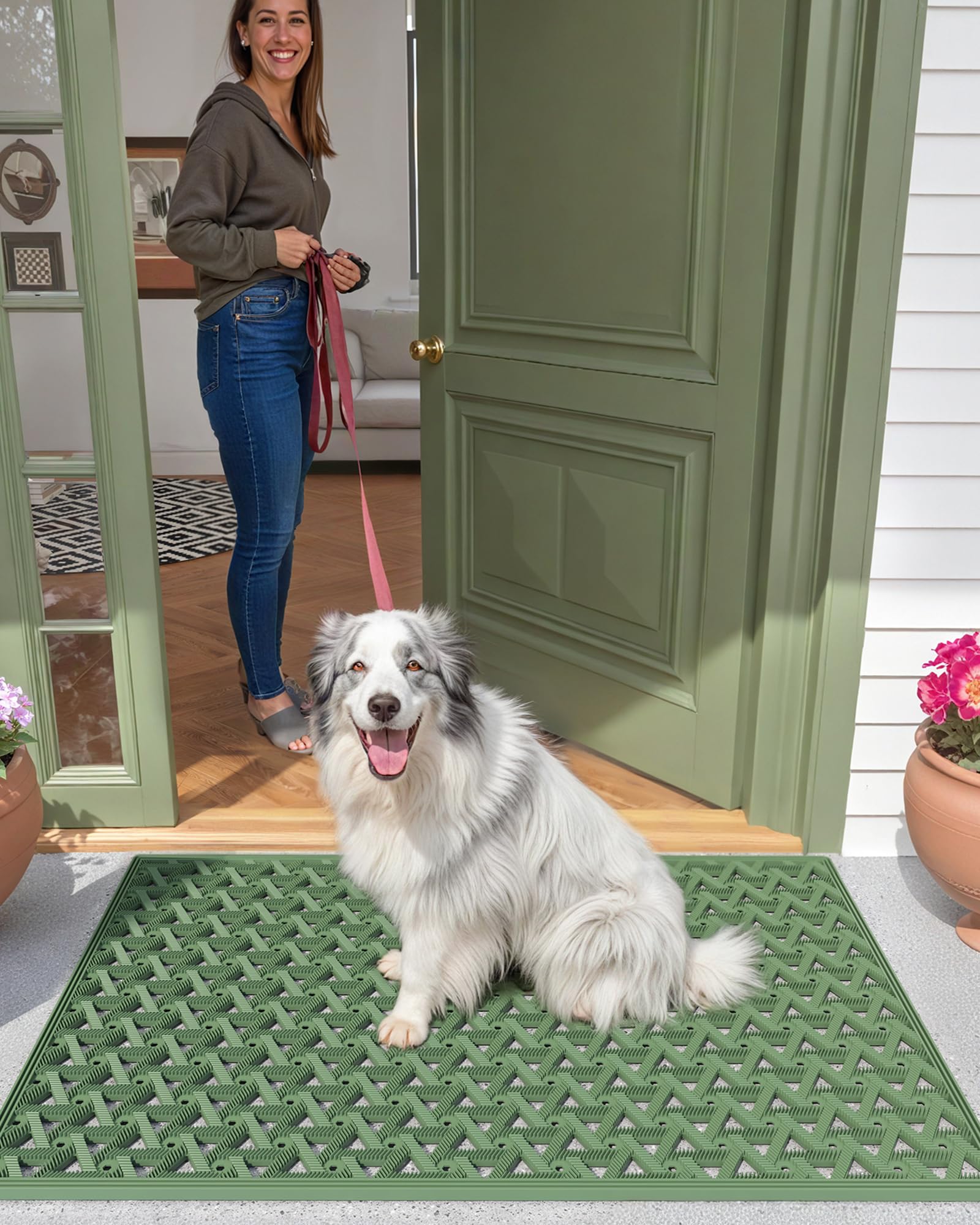 Cleaning the Color&Geometry door mat with a high-pressure washer