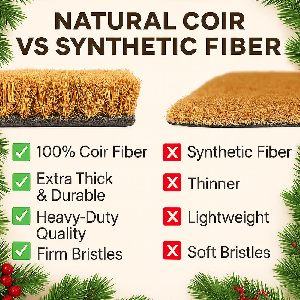 Cleaning the Fallovea Christmas Coir Doormat with a vacuum