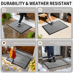 Cleaning Yimobra mat with a hose outdoors