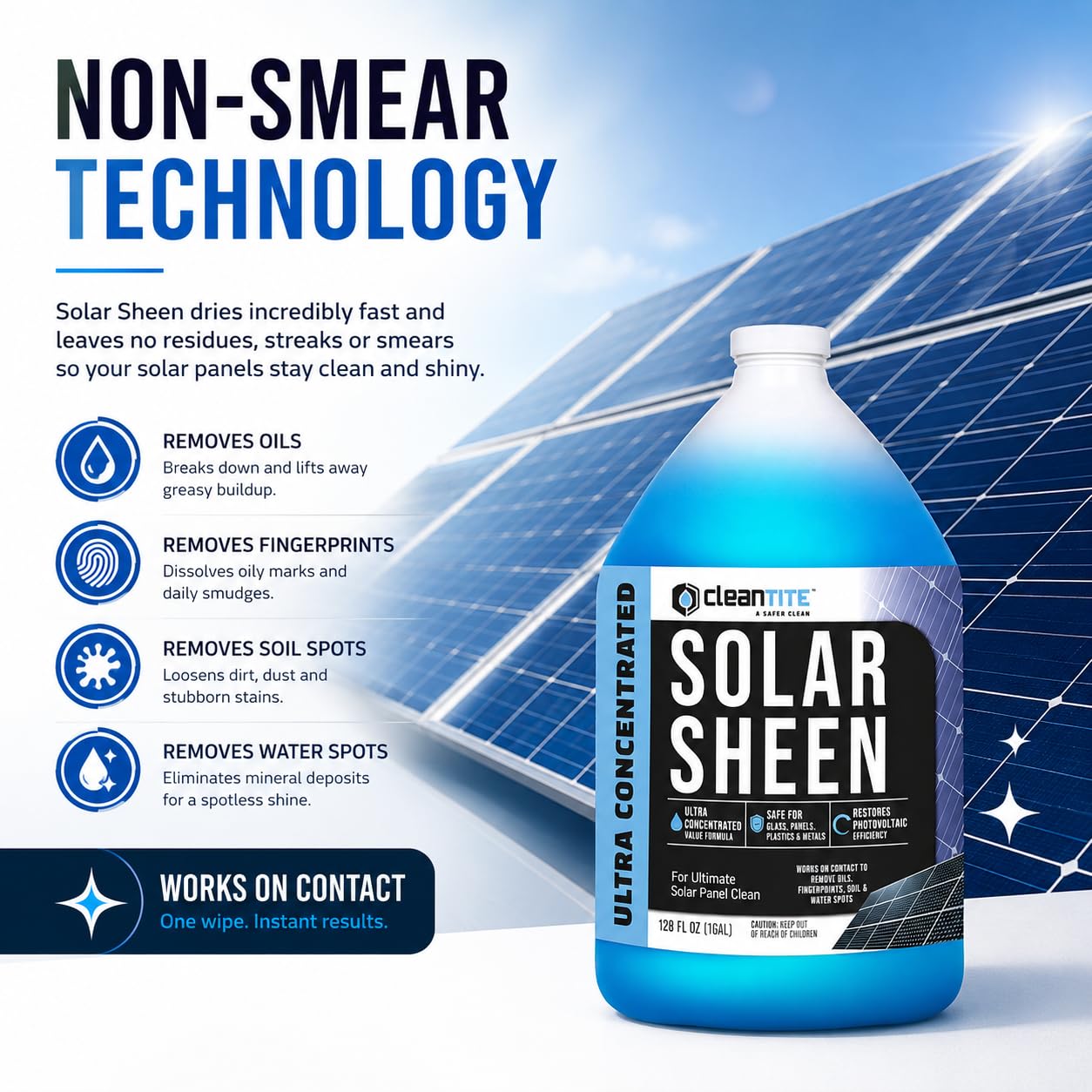CLEANTITE Solar Panel Cleaner application on glass