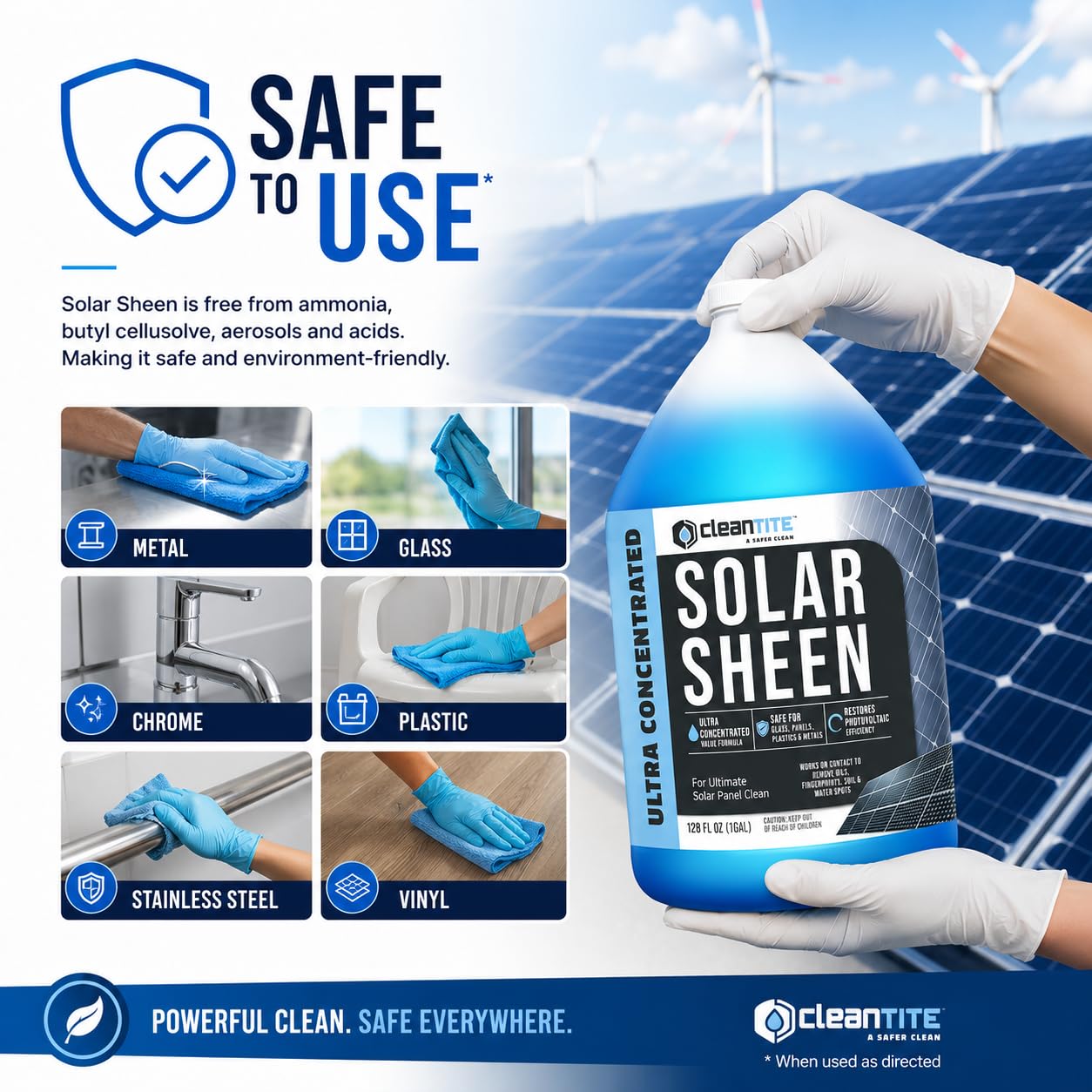CLEANTITE Solar Panel Cleaner made in USA label
