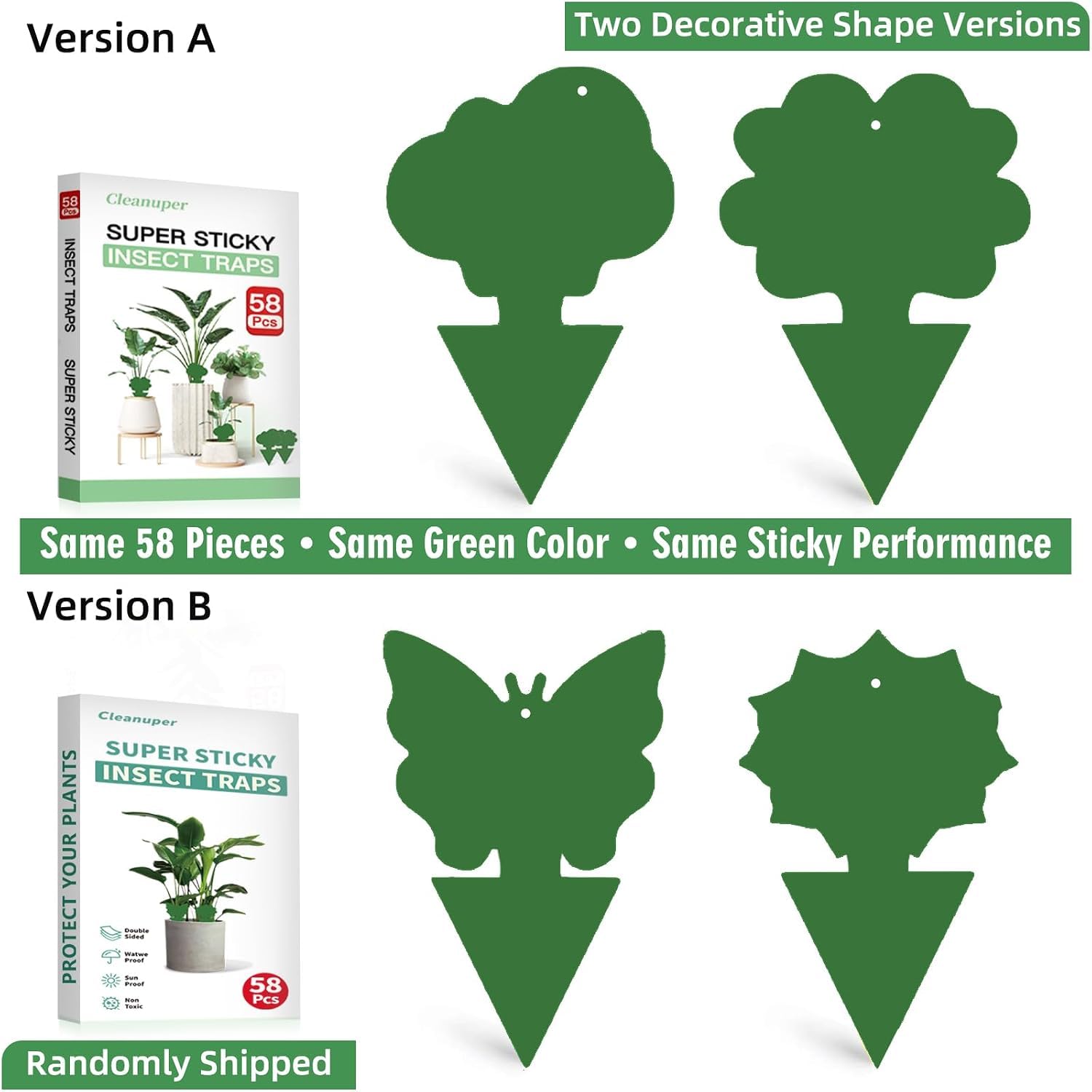 Cleanuper 100 Pack Gnat Killer Sticky Traps green cloud shape