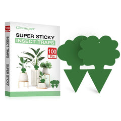 Cleanuper 100 Pack Gnat Killer Sticky Traps green flower shape
