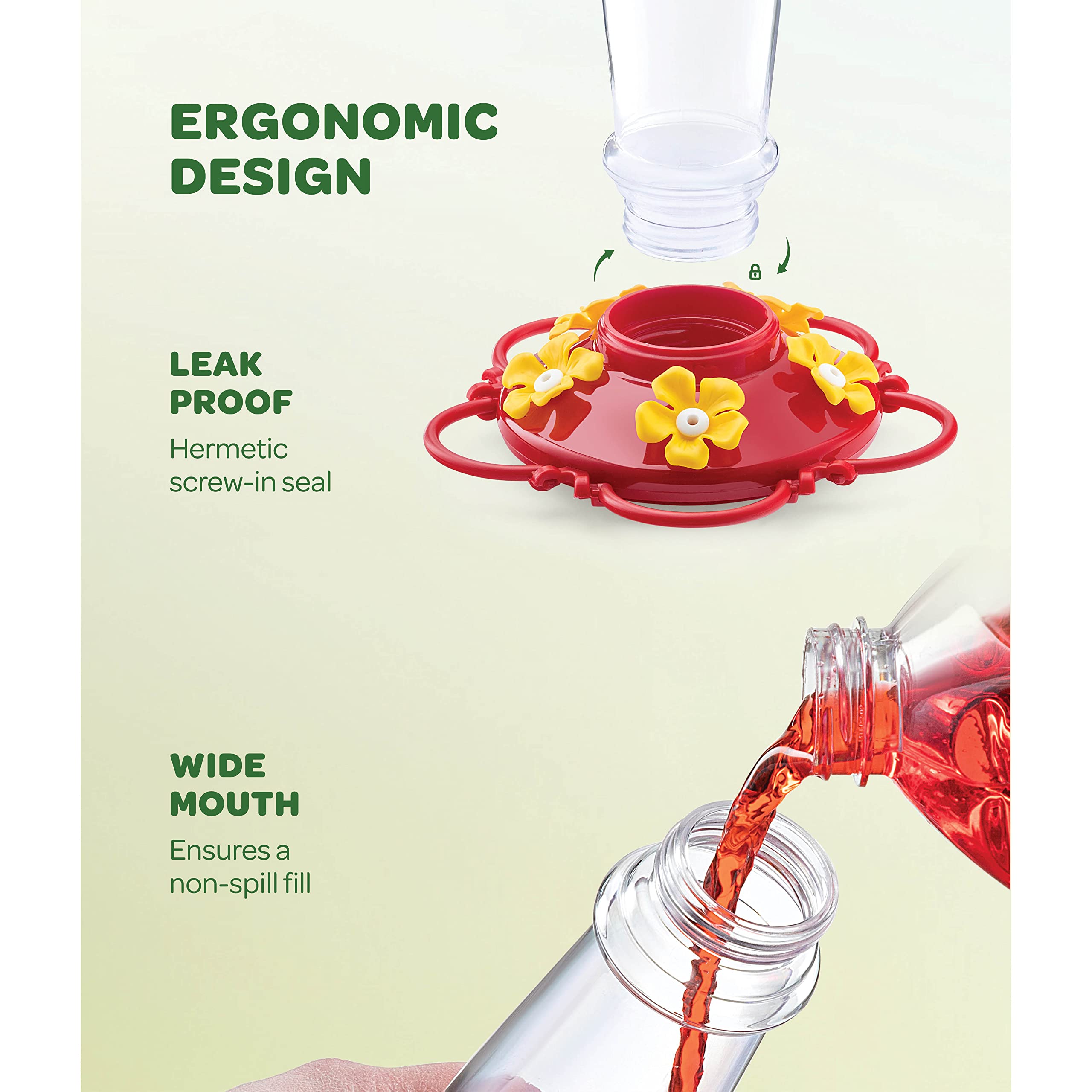 Clear glass material of SEWANTA hummingbird feeder