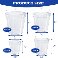 Clear nursery pots showing drainage holes