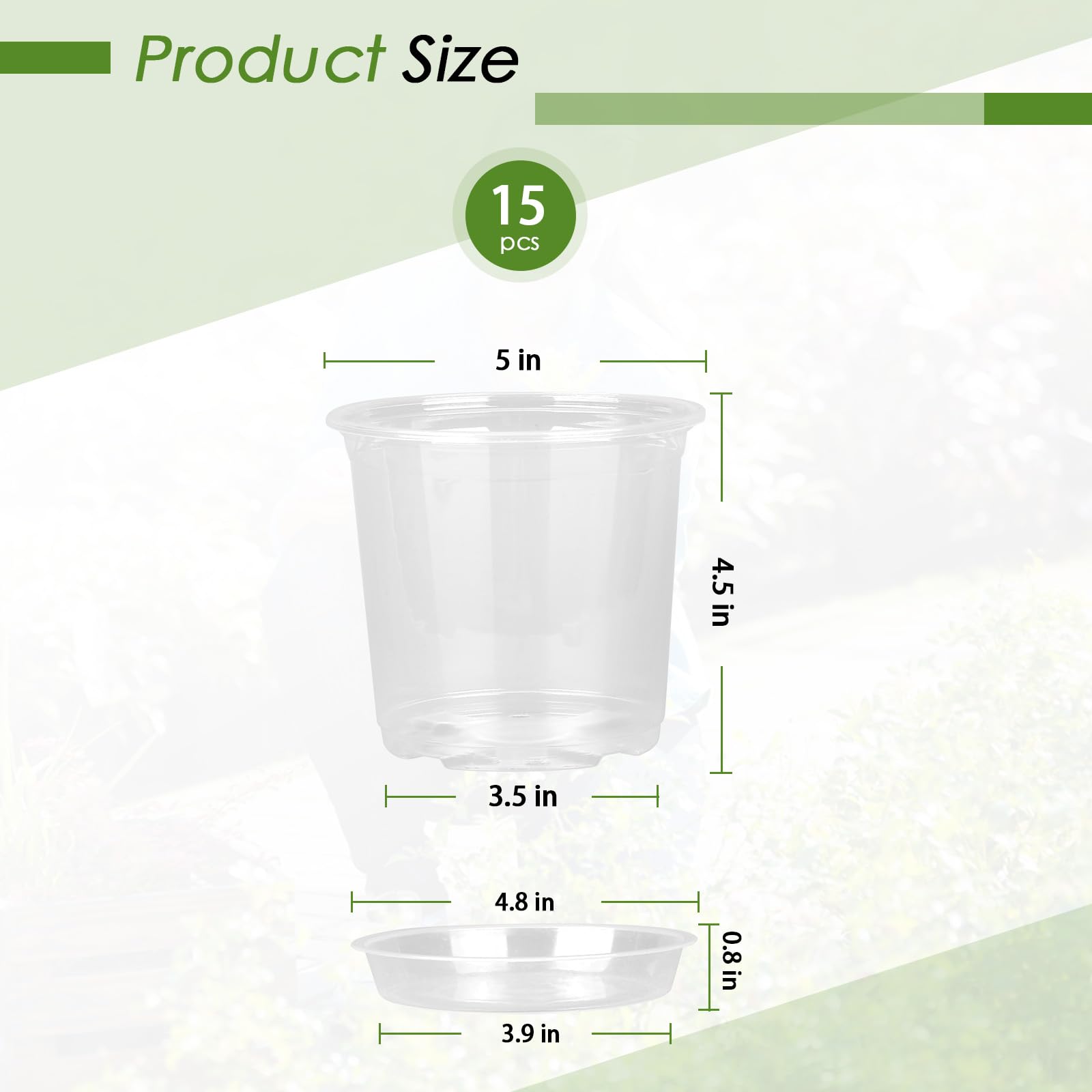 Clear nursery pots stacked showing drainage holes