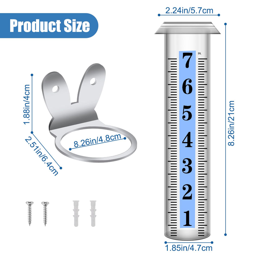 Clear plastic tube of the rain gauge outdoors