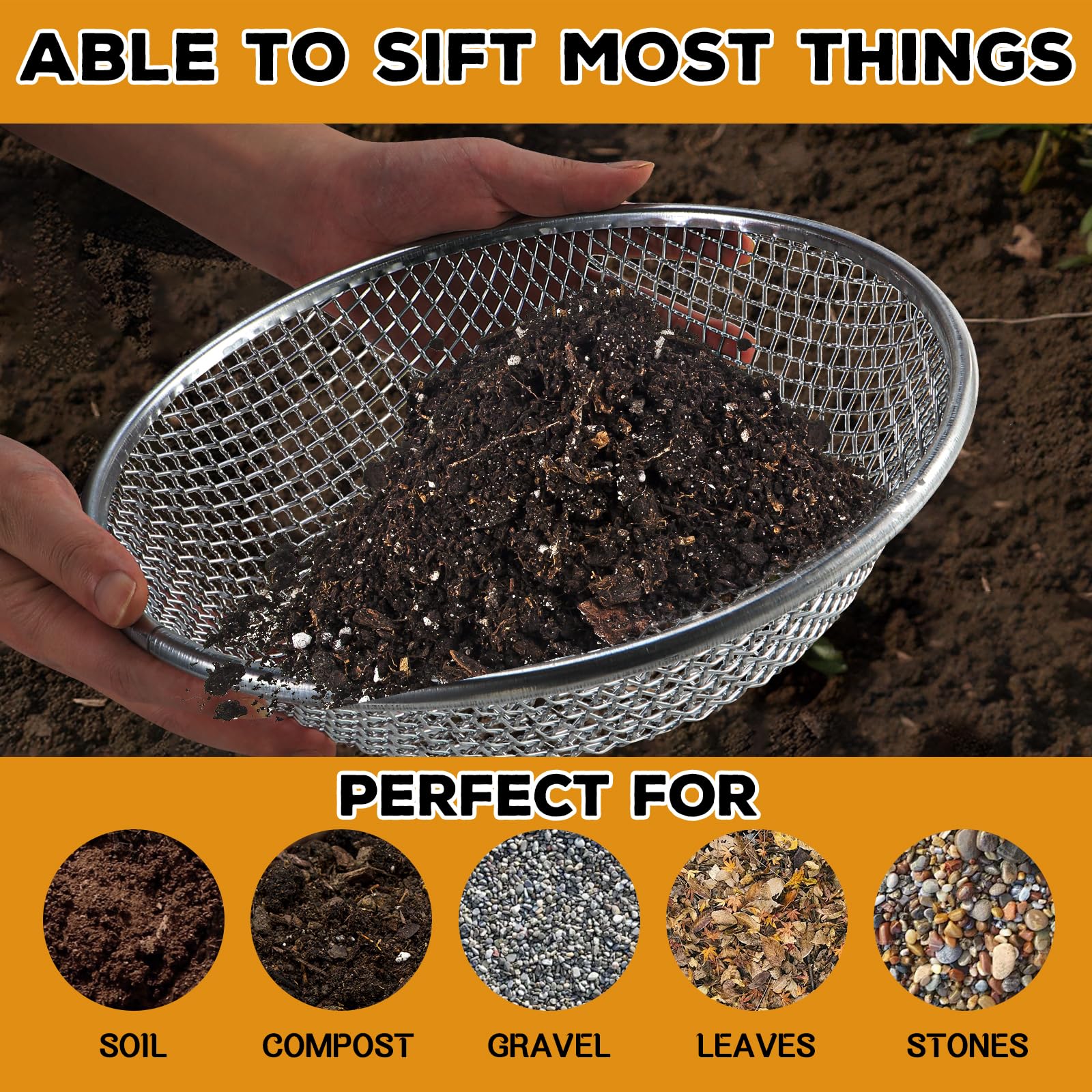 Clebay soil sifter placed on a 5-gallon bucket