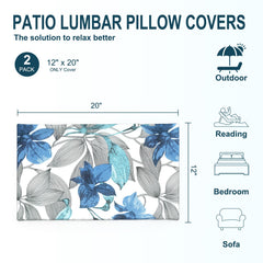 Clemens Noir Blue Lumbar Pillow Cover on a patio sofa