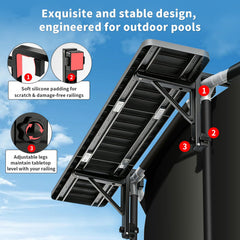 clicliet Pool Bar adjustable legs showing height range