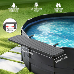 clicliet Pool Bar setup beside above ground pool