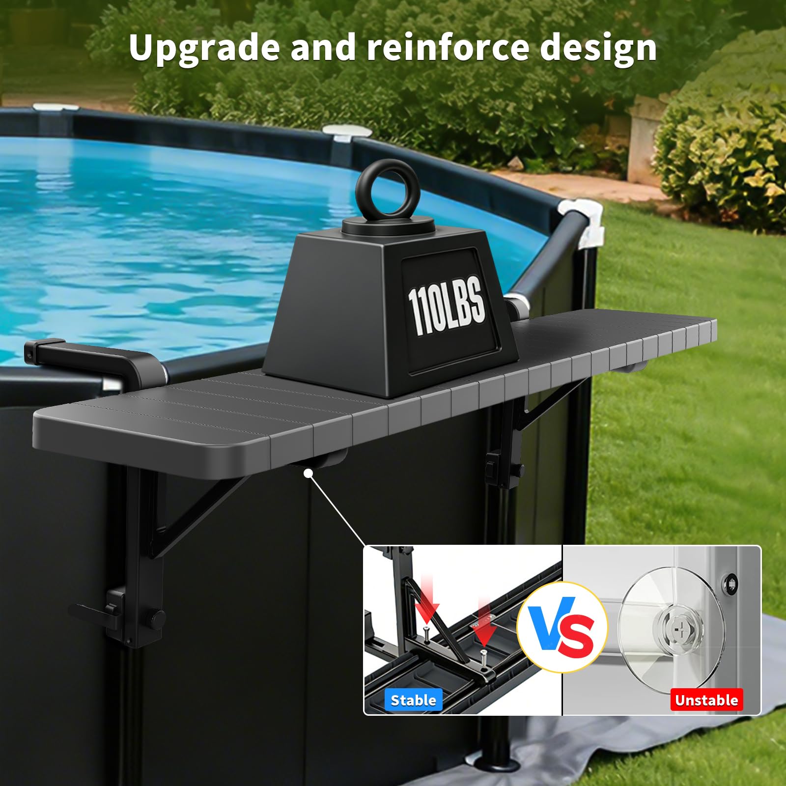 clicliet Pool Bar side view showing rust-proof frame