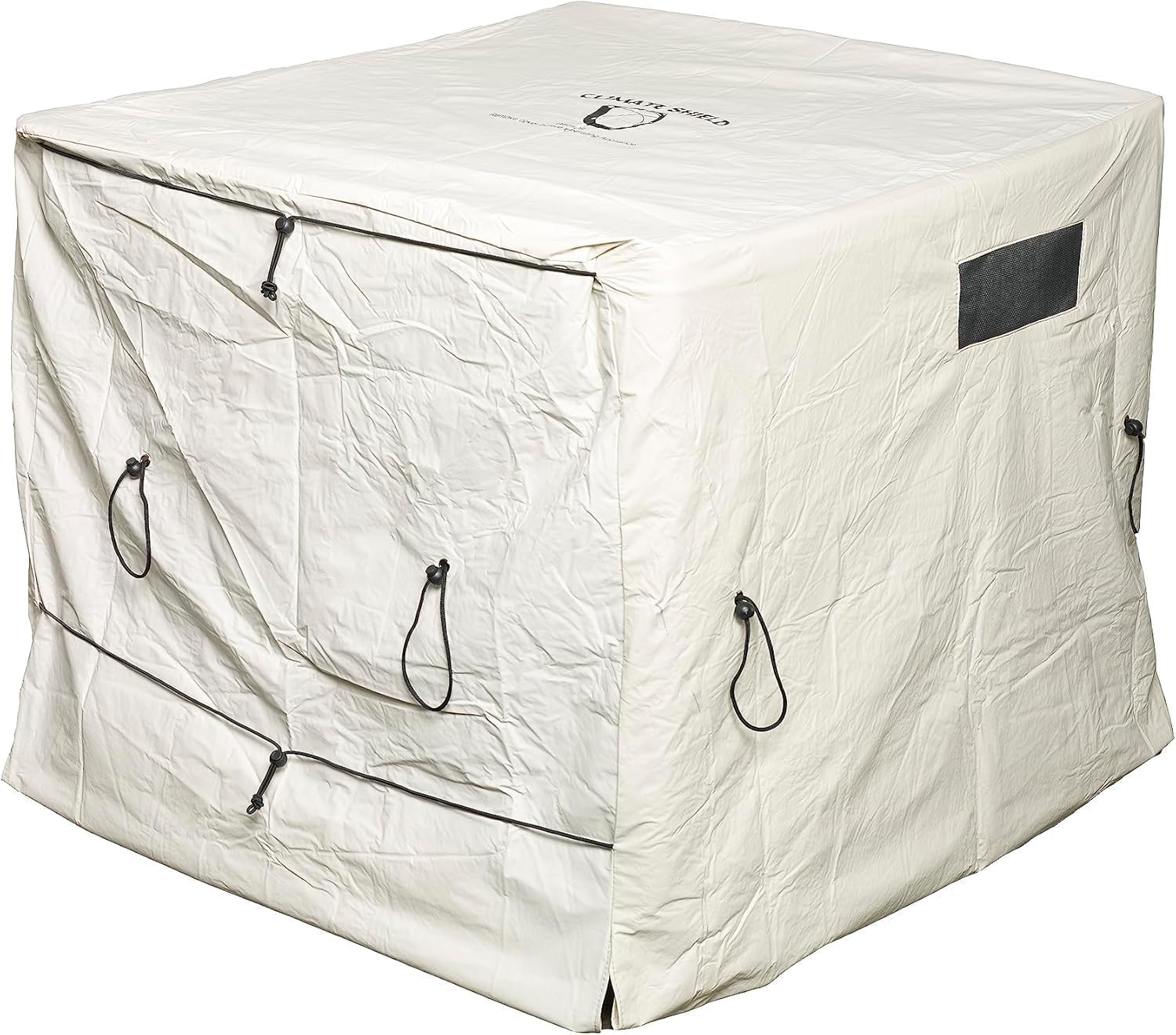 Climate Shield Pool Heater Cover in beige front view