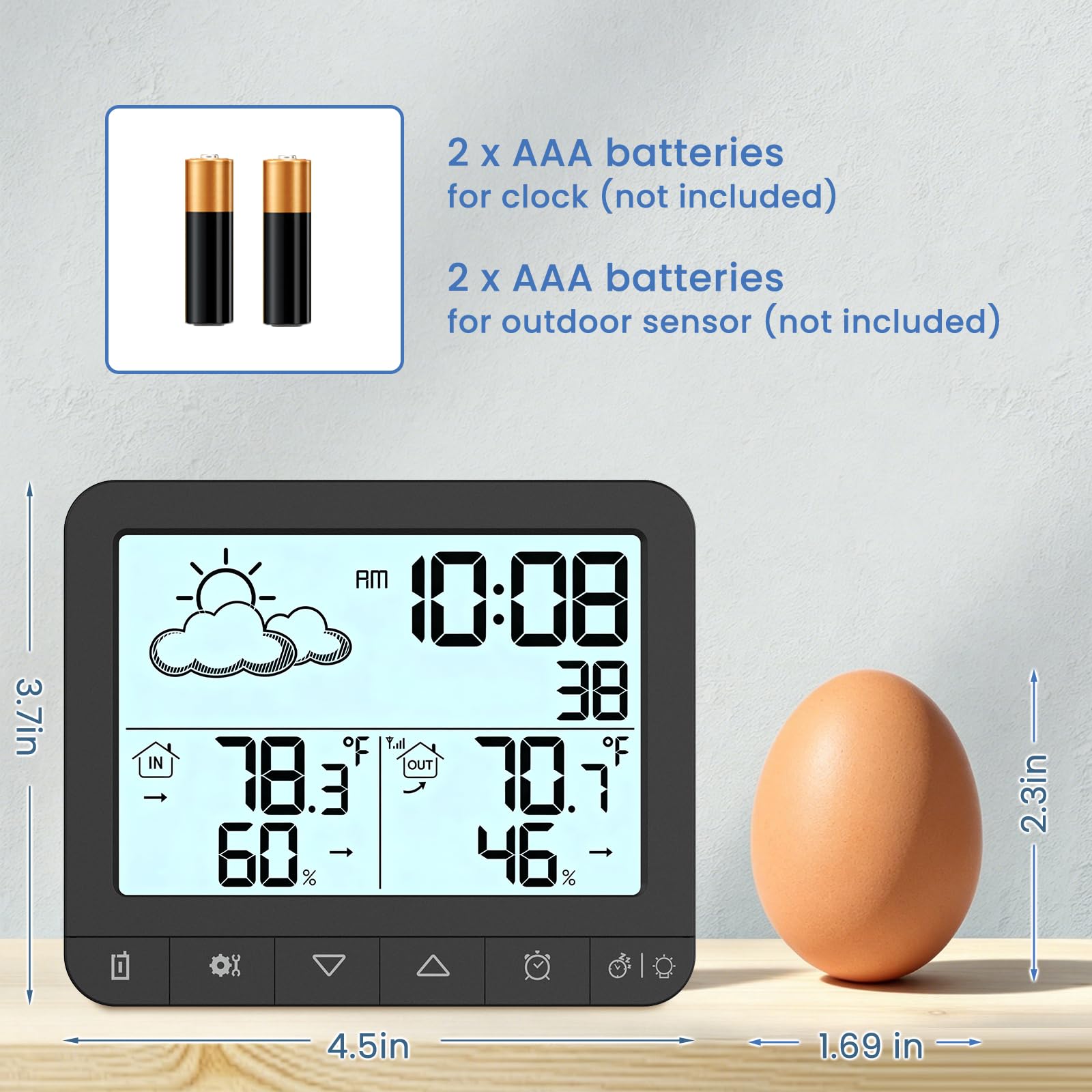 Clock function of Wireless Indoor Outdoor Thermometer