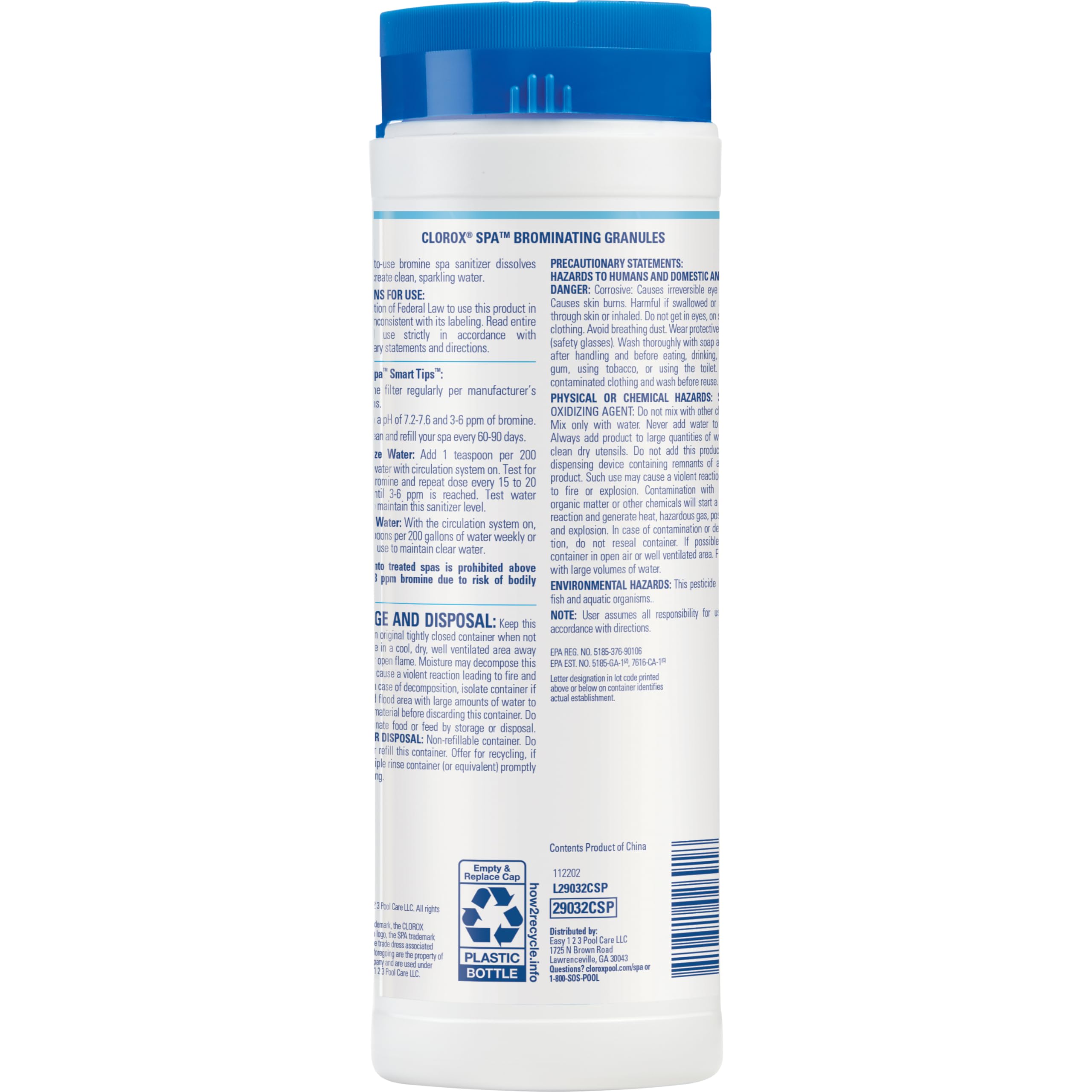 CLOROX Pool&Spa Brominating Granules packaging side view