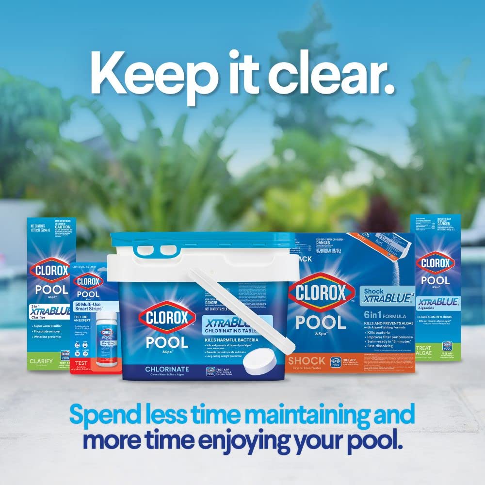 CLOROX Pool&Spa ClearPHOS Water Clarifier 1 Quart with pool background