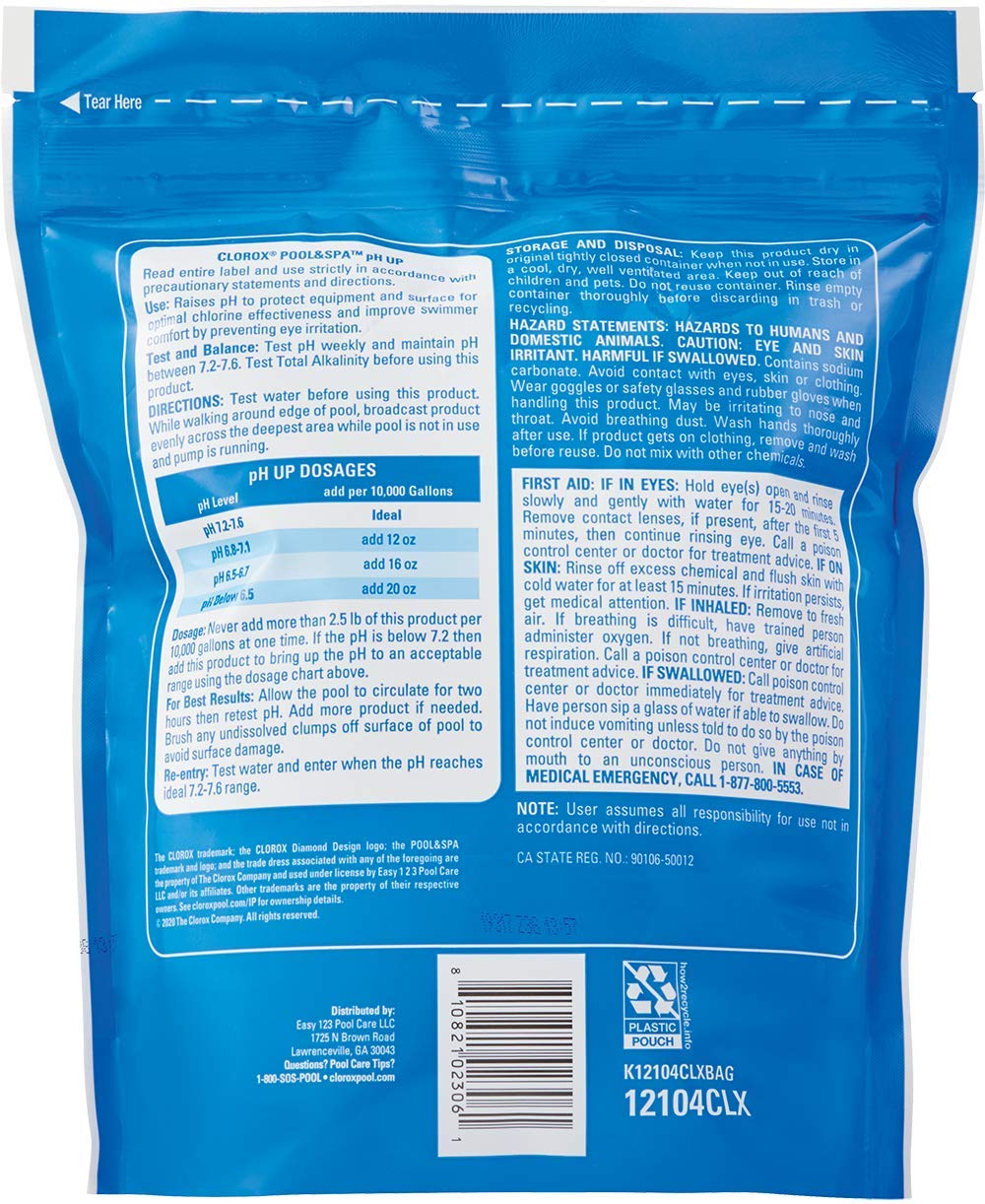 CLOROX Pool&Spa Swimming Pool pH Up 4LB back view