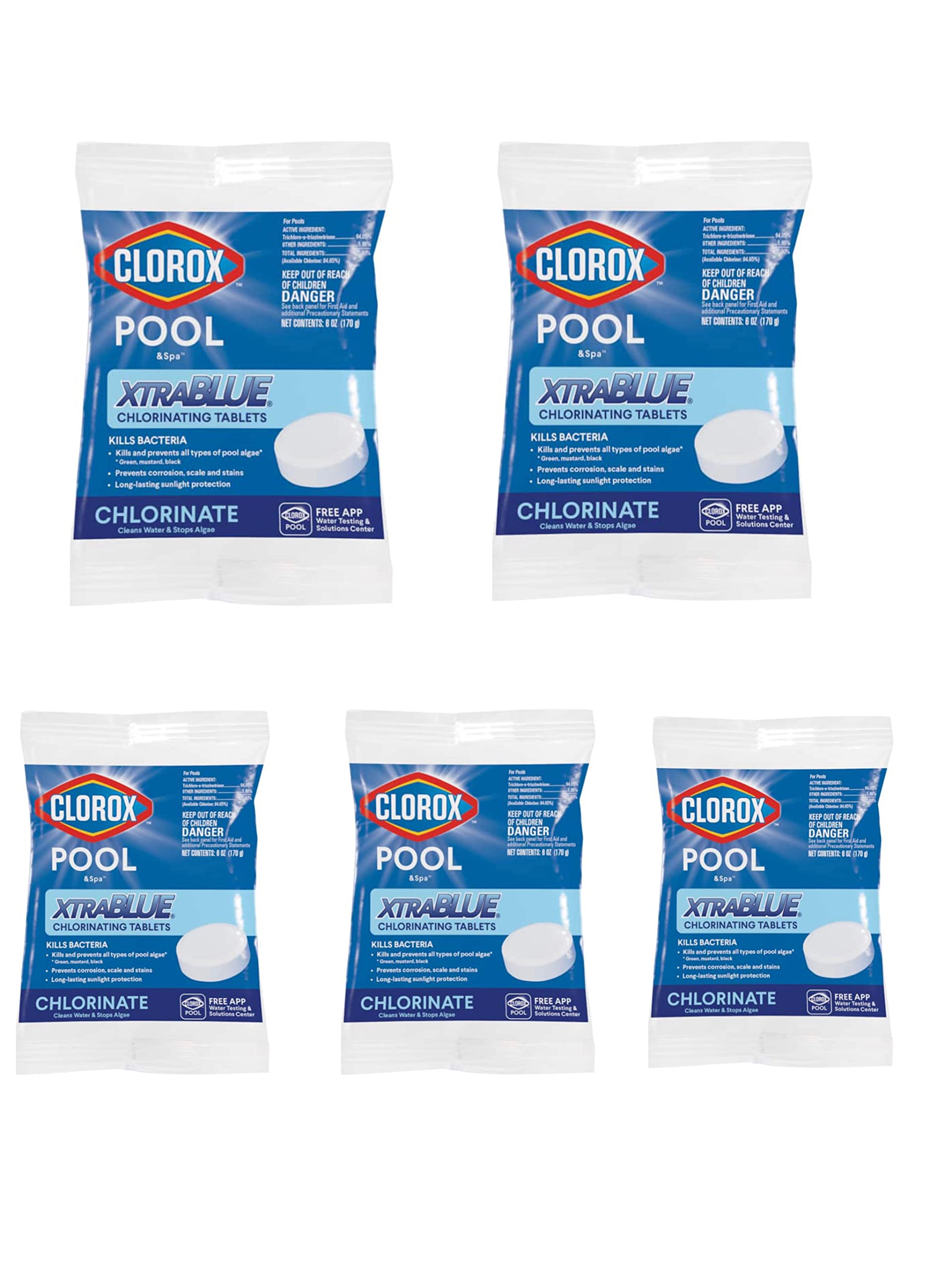 Clorox Pool&Spa XtraBlue 3-inch chlorinating tablets pack front view