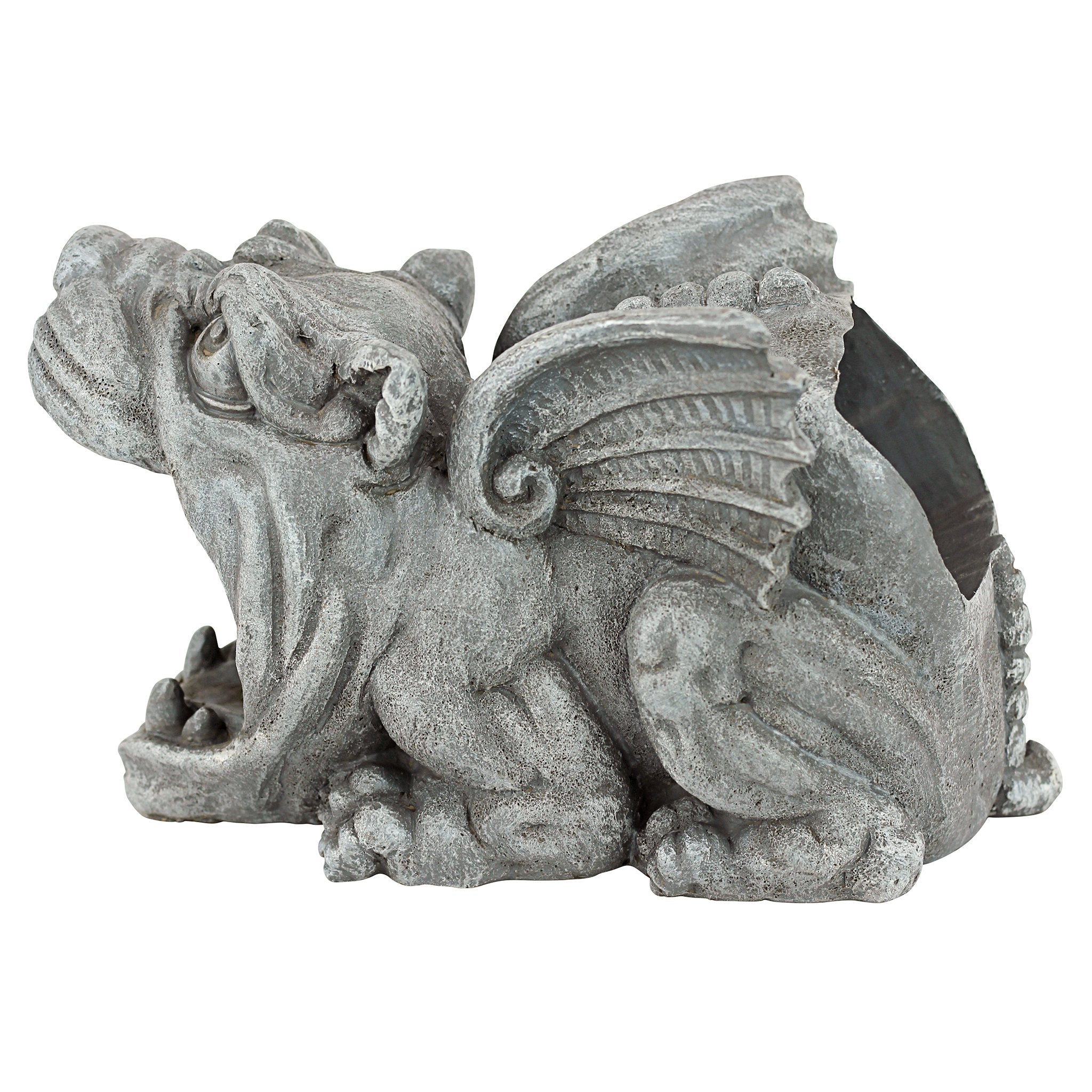 Close-up detail of the gargoyle's face and texture