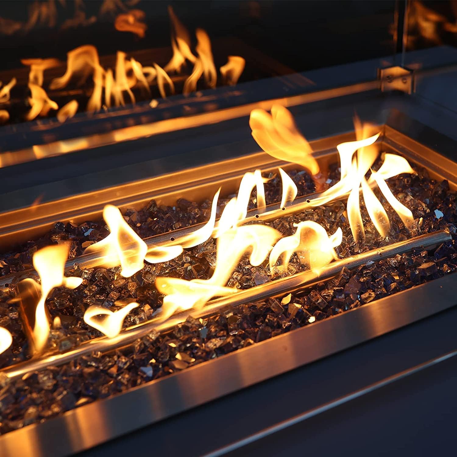 Close-up of 1/2 inch copper fire glass granules