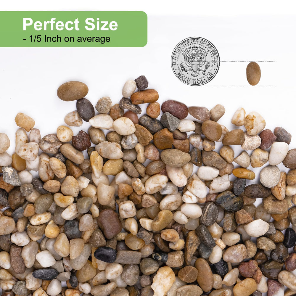 Close-up of 1/5 inch decorative pebbles