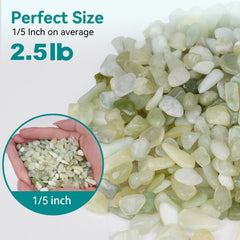 Close-up of 1/5 inch jade pebbles for indoor plants