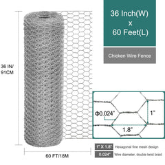 Close-up of 1-inch hexagonal mesh design of chicken wire