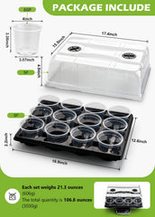 Close-up of 12 cell nursery pot tray with clear pots