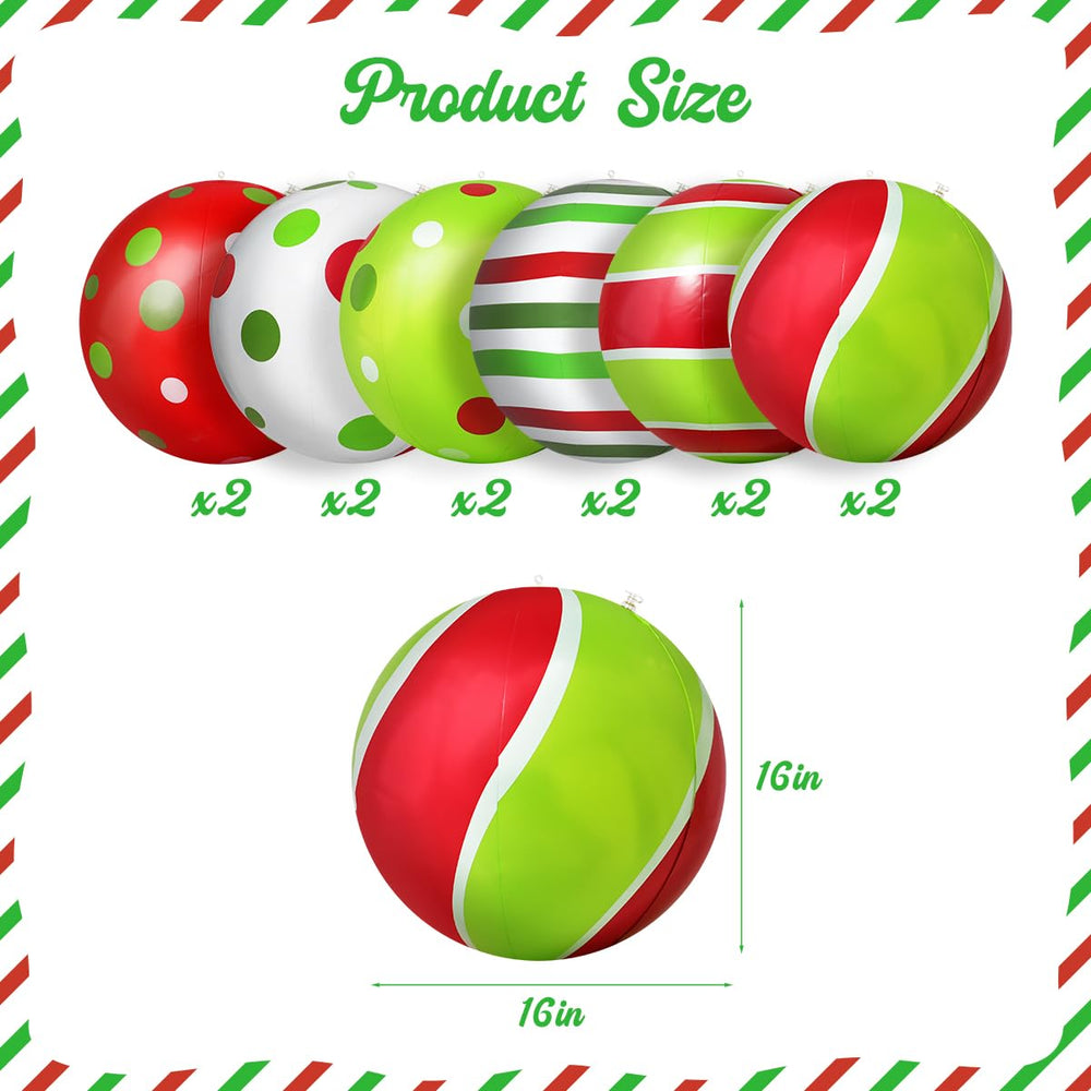 Close-up of 16-inch PVC Christmas inflatable ball in red