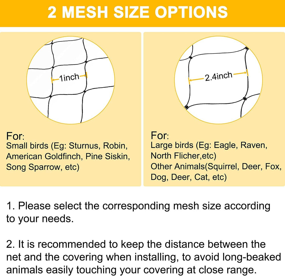 Close-up of 2.4 inch mesh size of BSTPCOO Bird Net