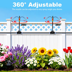 Close-up of 360-degree adjustable nozzle from Thiswing irrigation kit