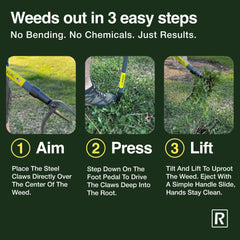 Close-up of 4-claw design of Rocklin weed puller