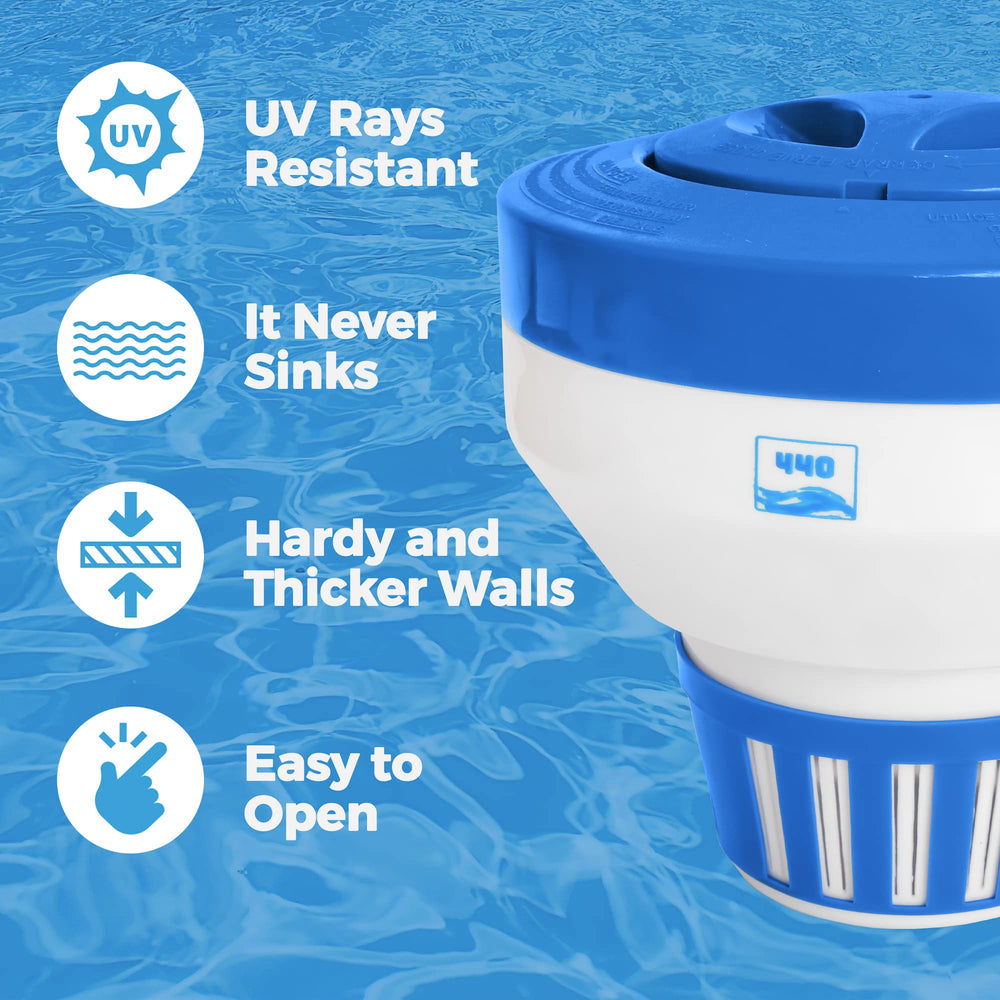 Close-up of 440 Pool Chlorine Floater Dispenser adjusting flow control