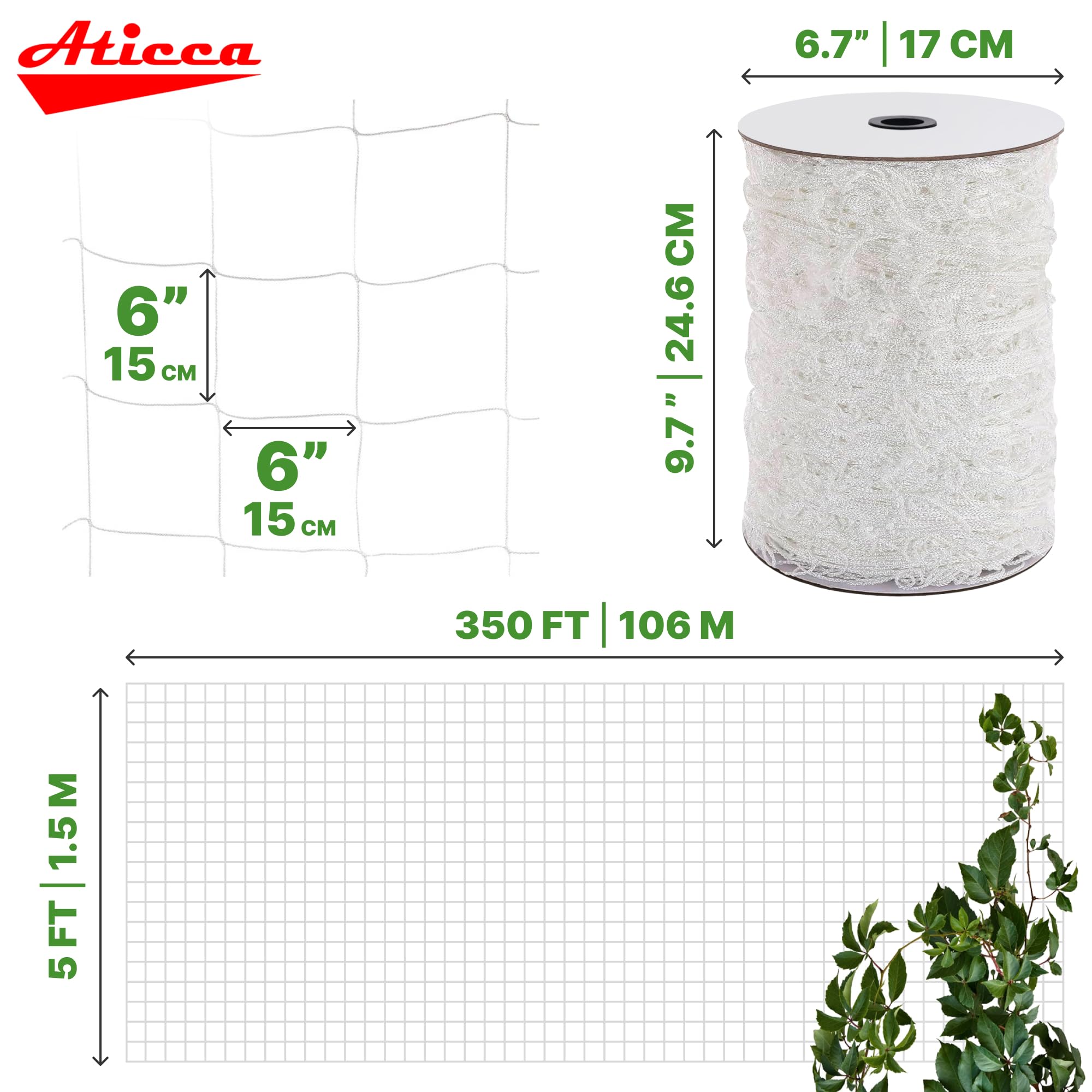 Close-up of 6-inch mesh on Aticca trellis netting