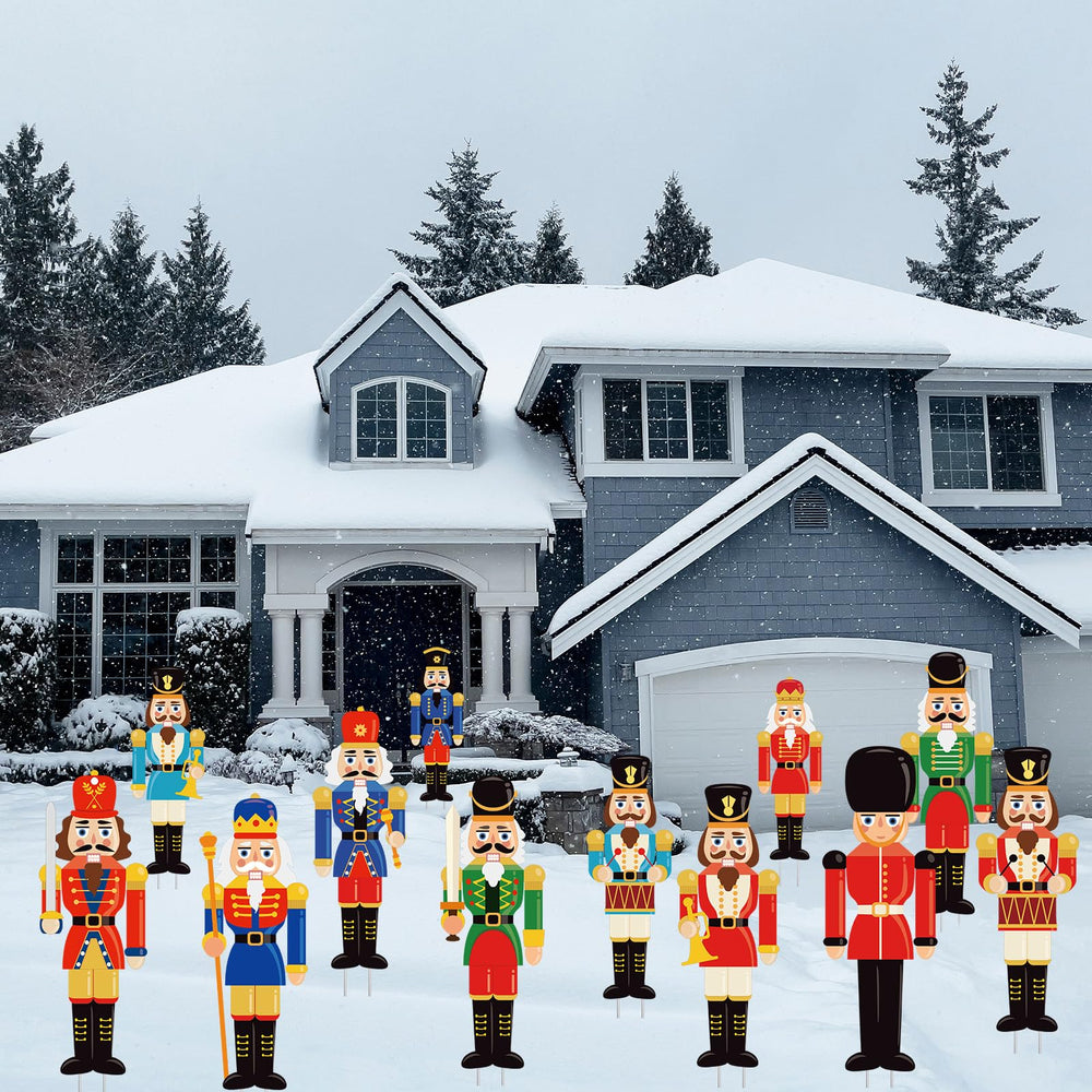 Close-up of a BBTO Christmas Nutcracker Yard Sign with vibrant colours
