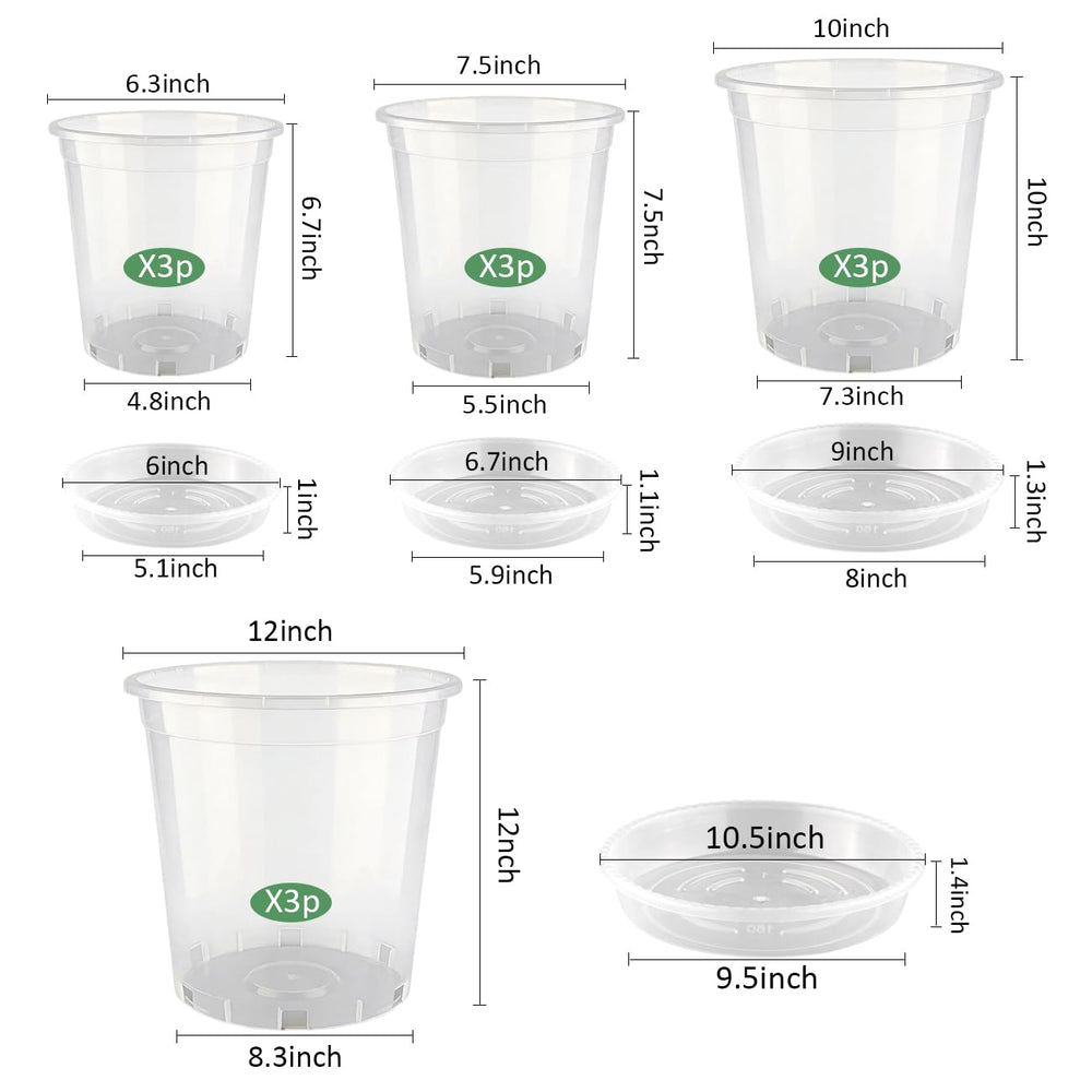 Close-up of a BTPLASTIK clear nursery pot with drainage holes