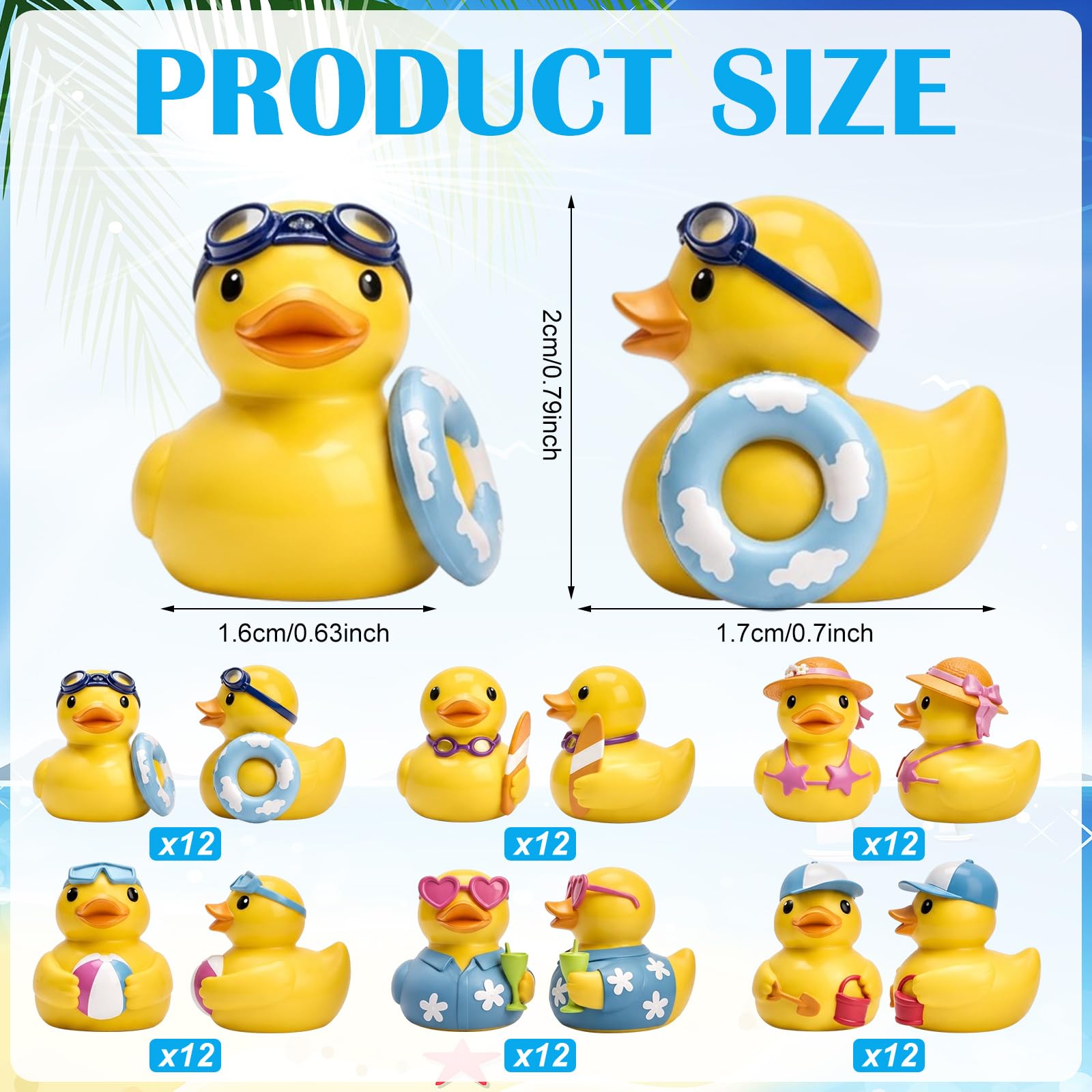 Close-up of a mini resin duck wearing a bikini