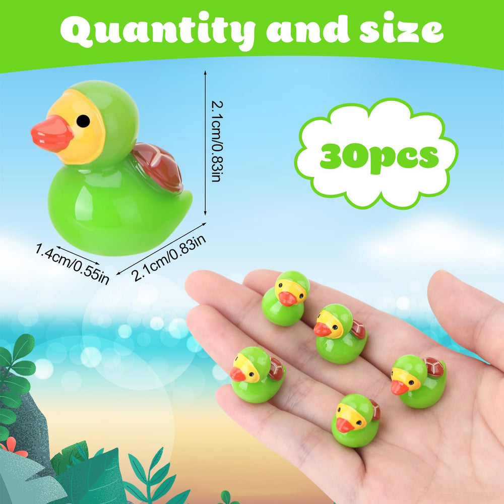 Close-up of a mini turtle resin duck showing detailed design