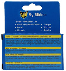 Close-up of a Raid Fly Ribbon catching flies