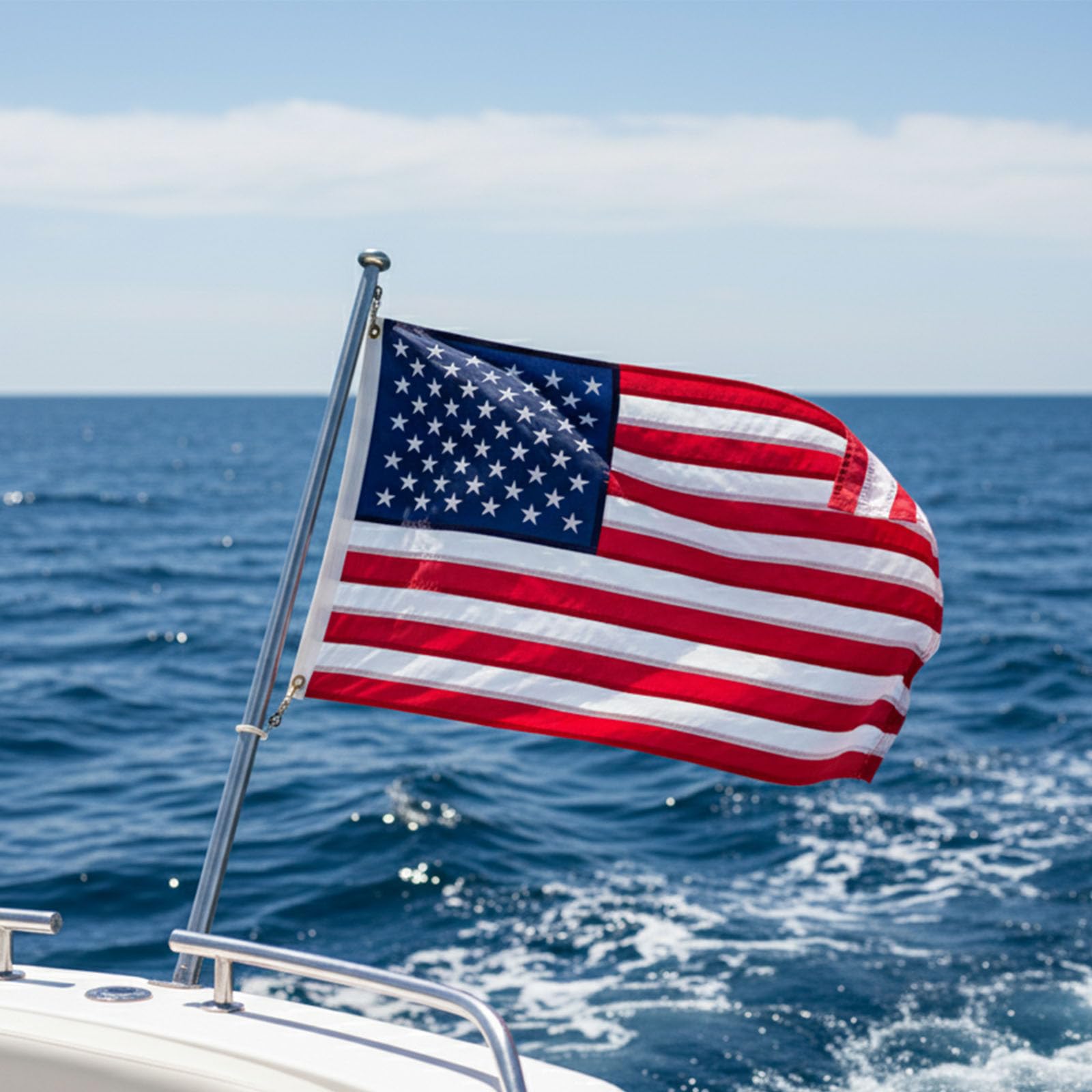 Close-up of A-ZCOVER American Flag showing brass grommets