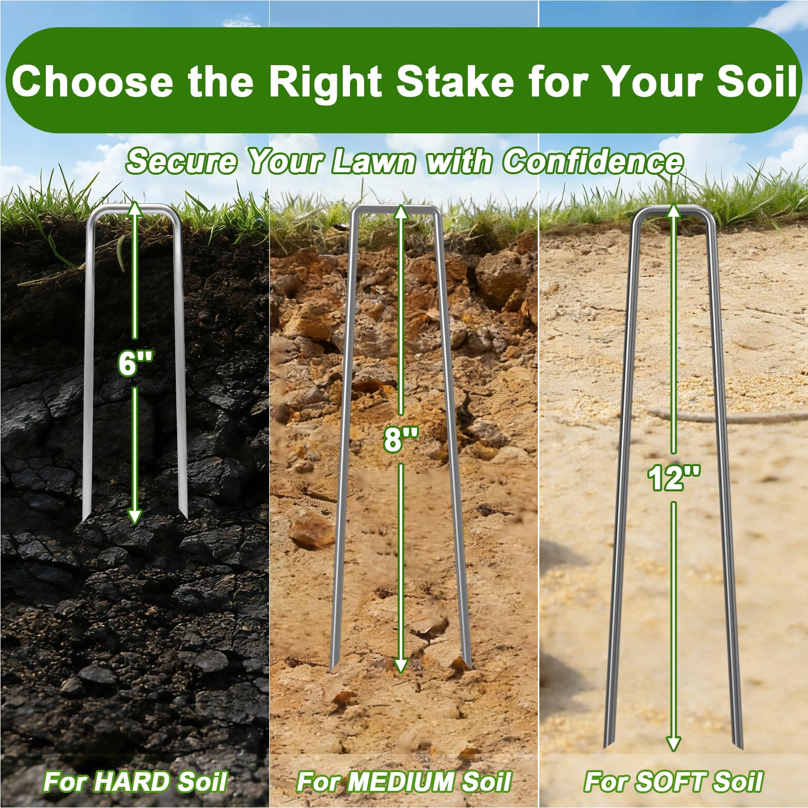 Close-up of AAGUT 12 inch garden stake with hot-dip galvanized coating