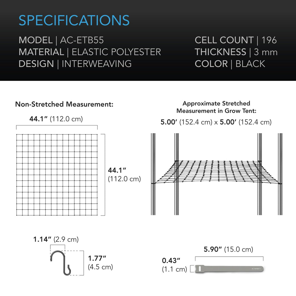 Close-up of AC Infinity trellis netting non-abrasive cells