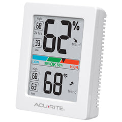 Close-up of AcuRite Indoor Hygrometer display