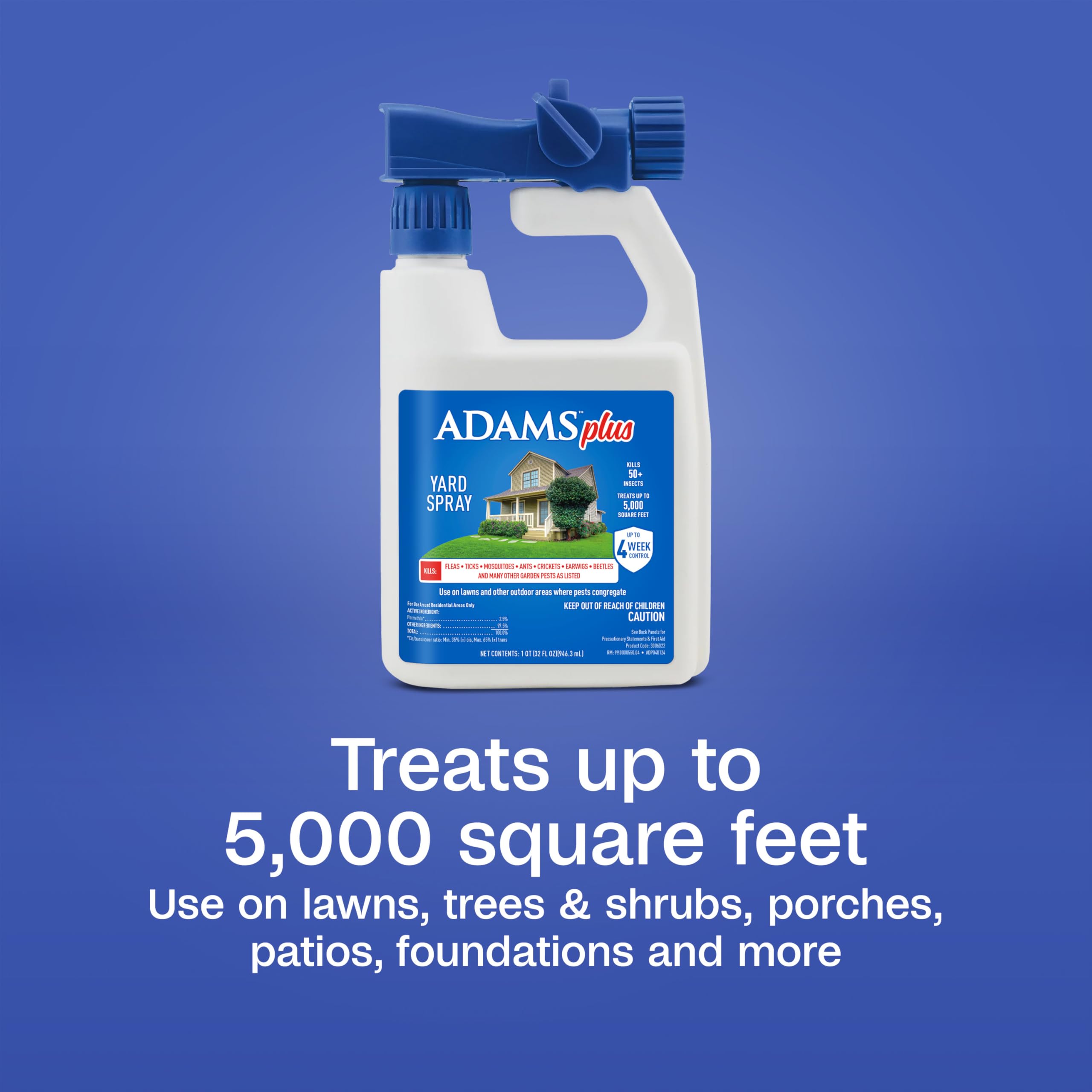 Close-up of ADAMS Plus Flea and Tick Yard Spray label