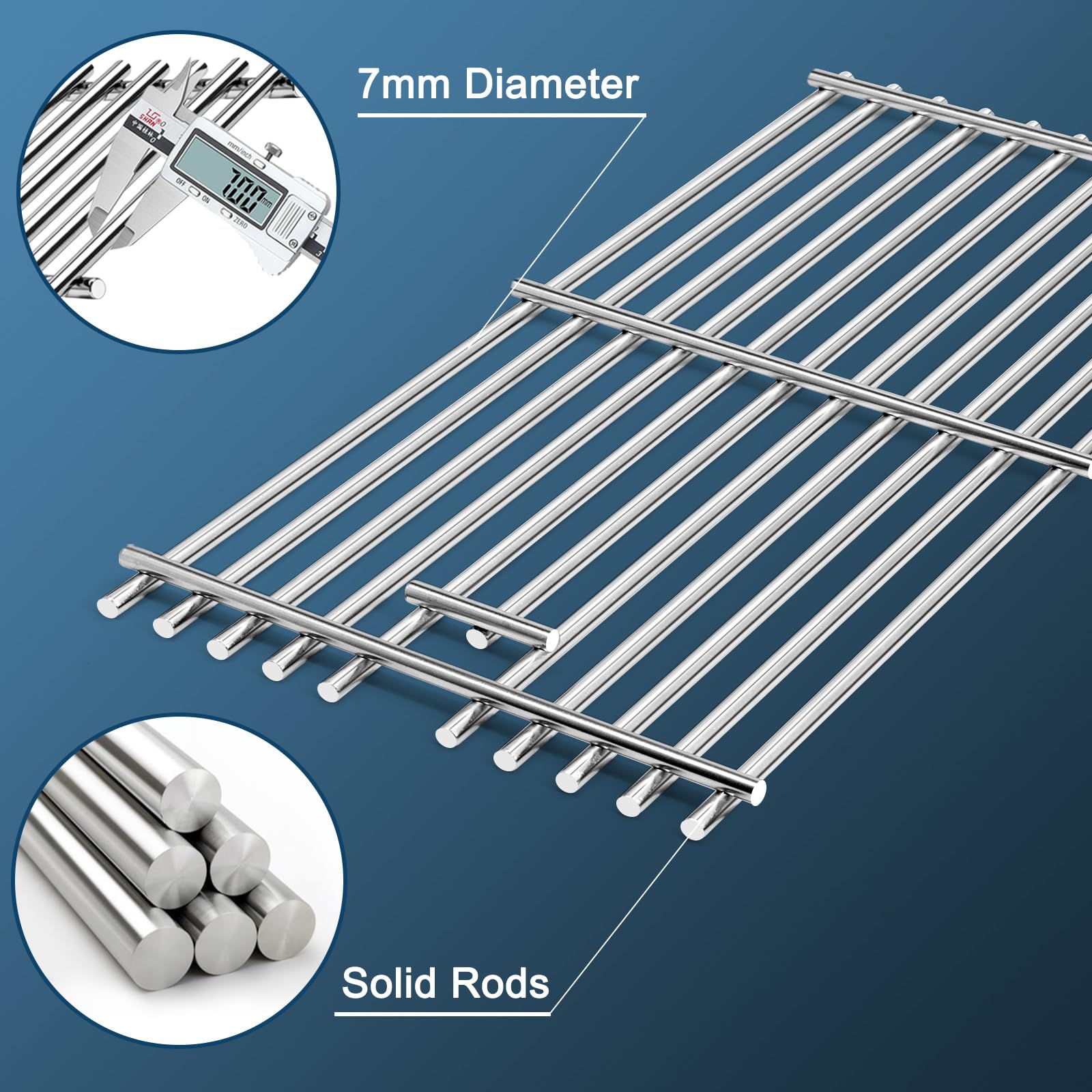 Close-up of Adviace stainless steel grill grate surface